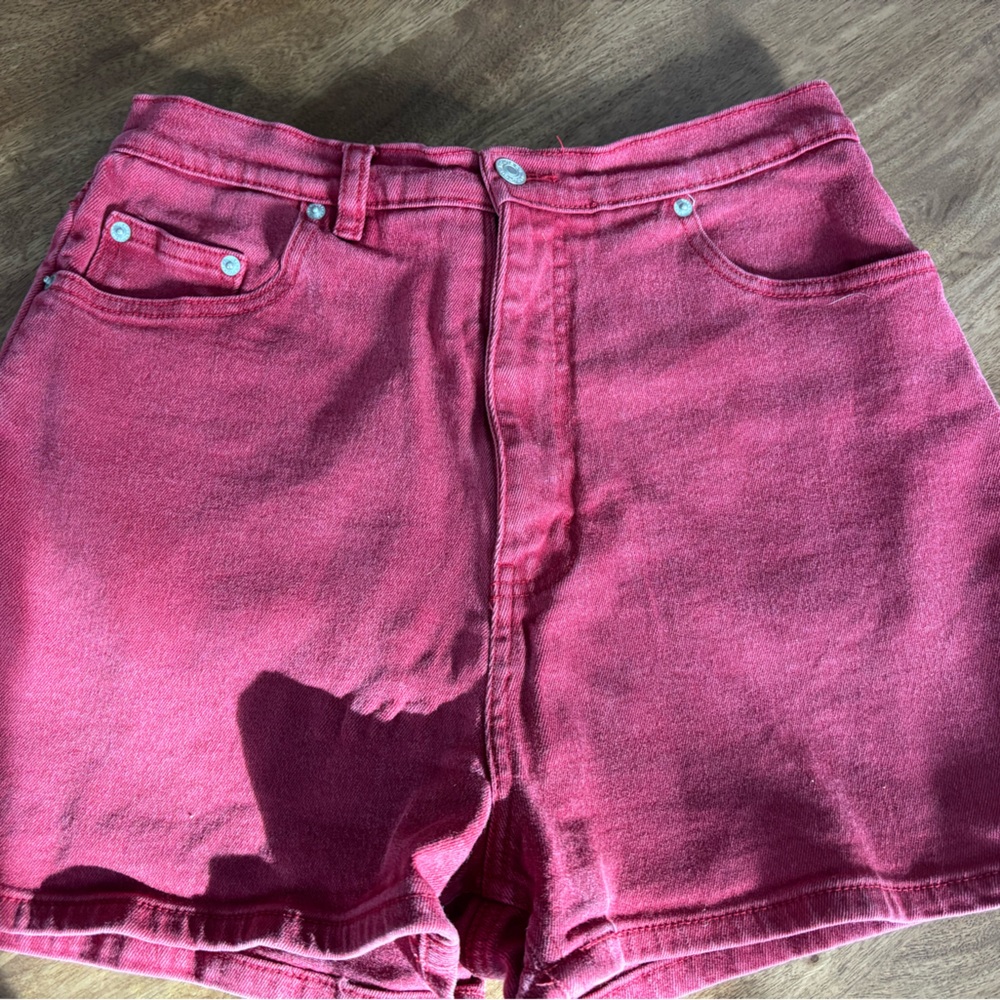 Red Vintage Route 66 Denim Shorts